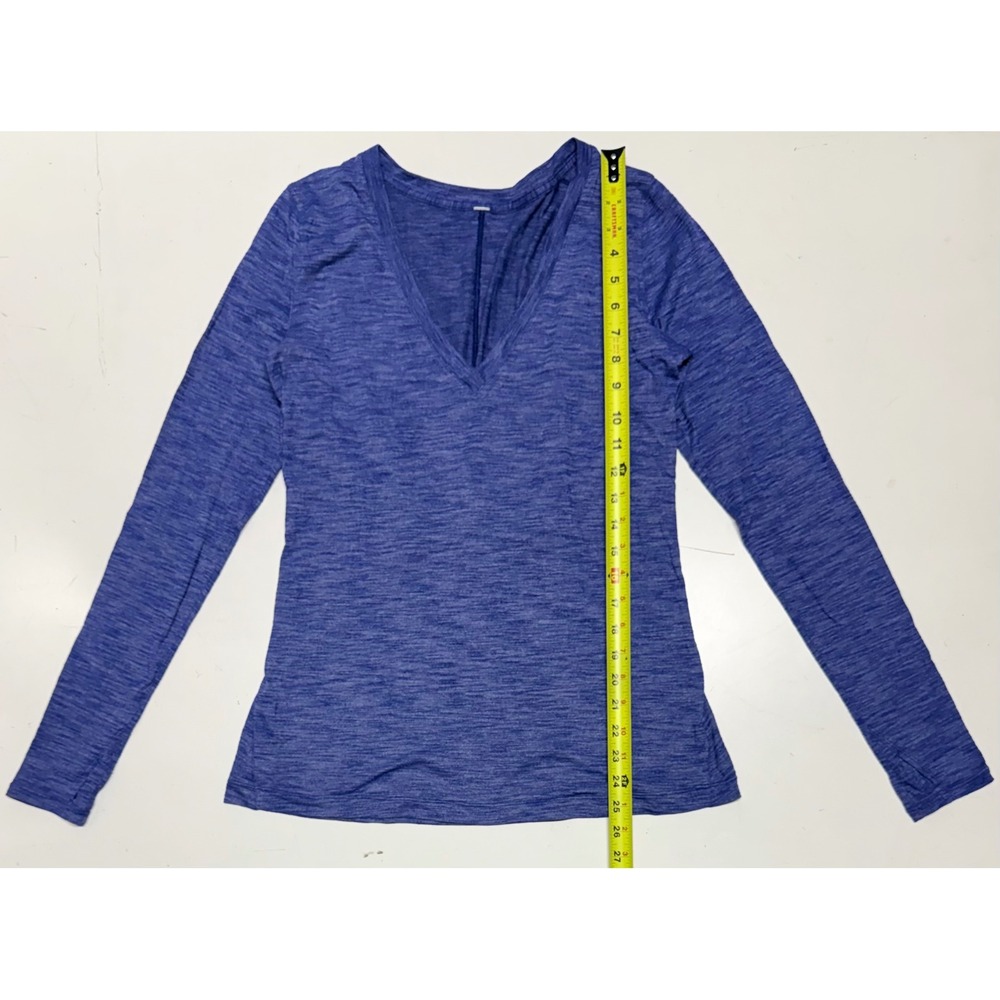 Lululemon &Go Everywhere Long Sleeve V Neck Heathered Blue Top‎ Women's 8